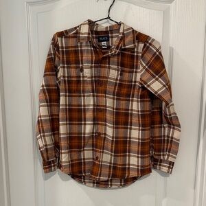 The Children's Place Brown and Cream Plaid Button-Down Shirt